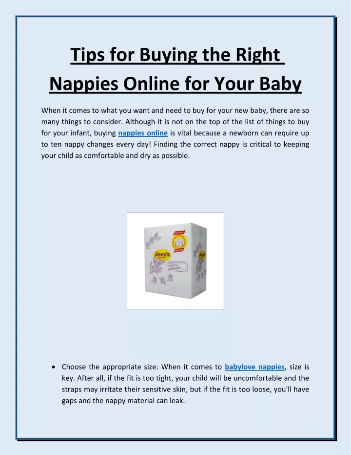 tips for buying the right nappies online for your