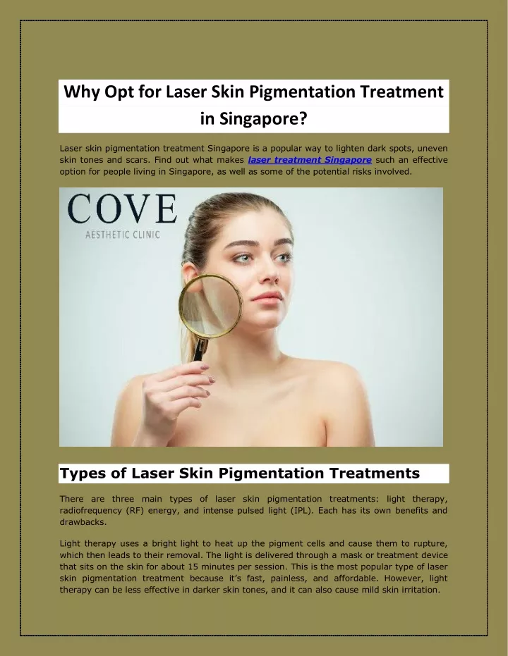 why opt for laser skin pigmentation treatment