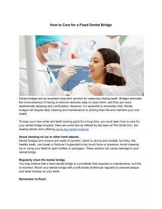 How to Care for a Fixed Dental Bridge