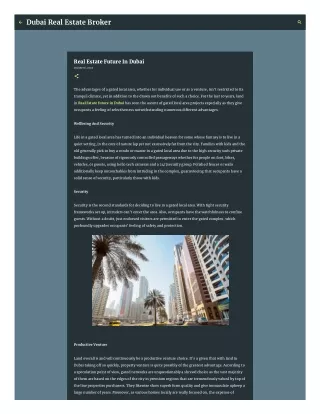 Real Estate Future In Dubai