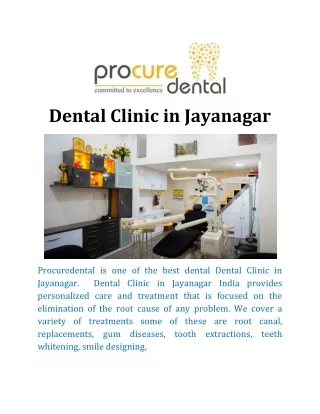 Dental Clinic in Jayanagar