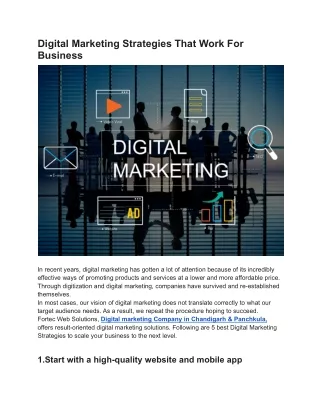 Digital Marketing Strategies That Work For Business