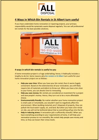 4 ways in which bin rentals in st albert turn
