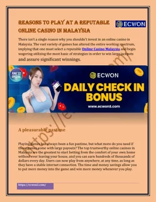 Ecowon2.com - The Best Mobile Casino in Malaysia