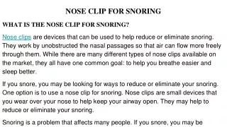 NOSE CLIP FOR SNORING