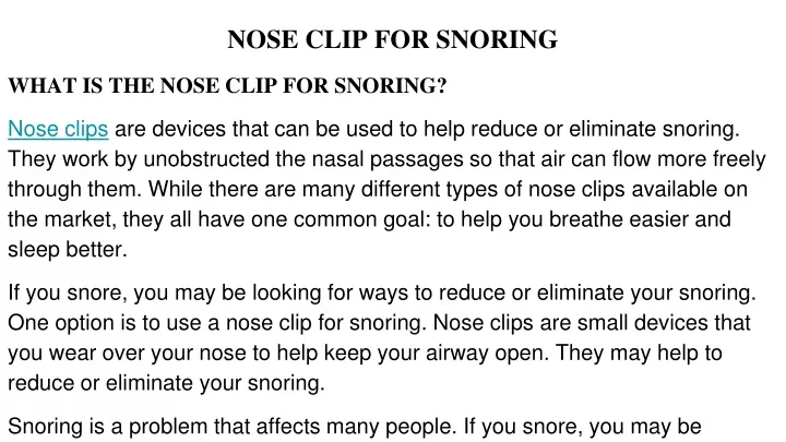 nose clip for snoring what is the nose clip