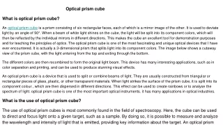 Optical prism cube