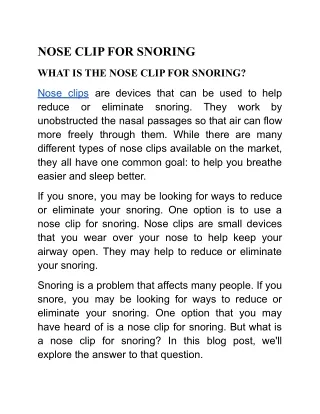 NOSE CLIP FOR SNORING