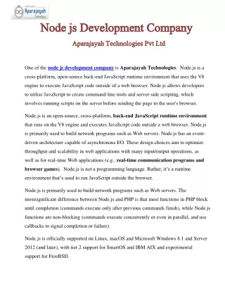 Node js Development Company - Aparajayah
