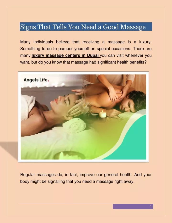 signs that tells you need a good massage