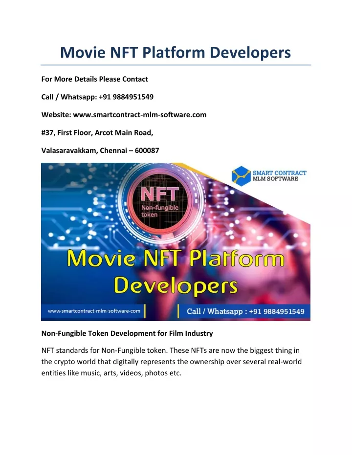 movie nft platform developers