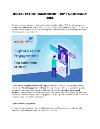 Digital patient engagement  Top X Solutions of 2022