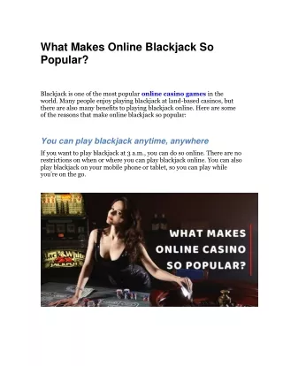 What Makes Online Blackjack So Popular
