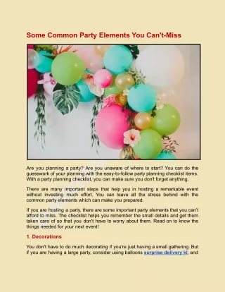 Some Common Party Elements You Can't-Miss