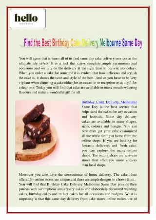 Find the Best Birthday Cake Delivery Melbourne Same Day