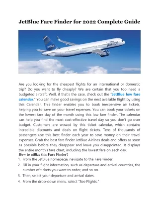 jetblue fare finder for 2022 complete guide