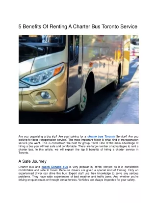 5 benefits of renting a charter bus toronto