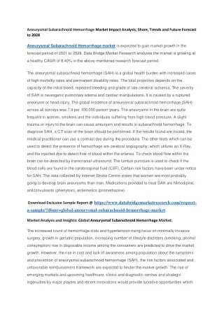 aneurysmal subarachnoid hemorrhage market impact