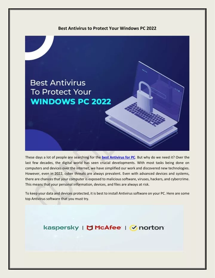 best antivirus to protect your windows pc 2022