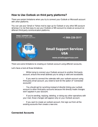How to Use Outlook on third party platforms - Email Support USA