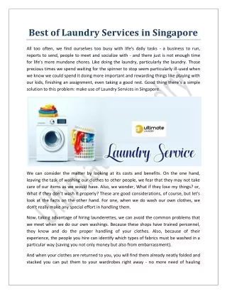 Best of Laundry Services in Singapore