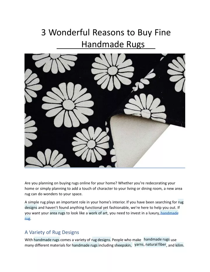 3 wonderful reasons to buy fine handmade rugs