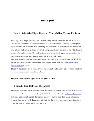 How to Select the Right Topic for Your Online Course Platform