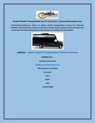 Airport Shuttle Transportation Service Cincinnati