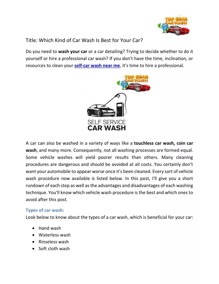 title which kind of car wash is best for your car