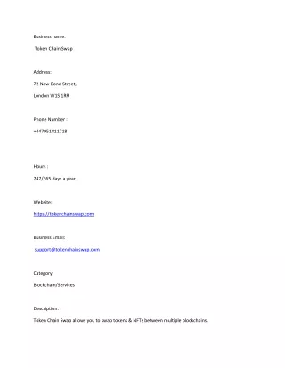 Token Chain Swap