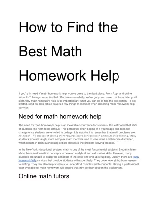 How to Find the Best Math Homework Help