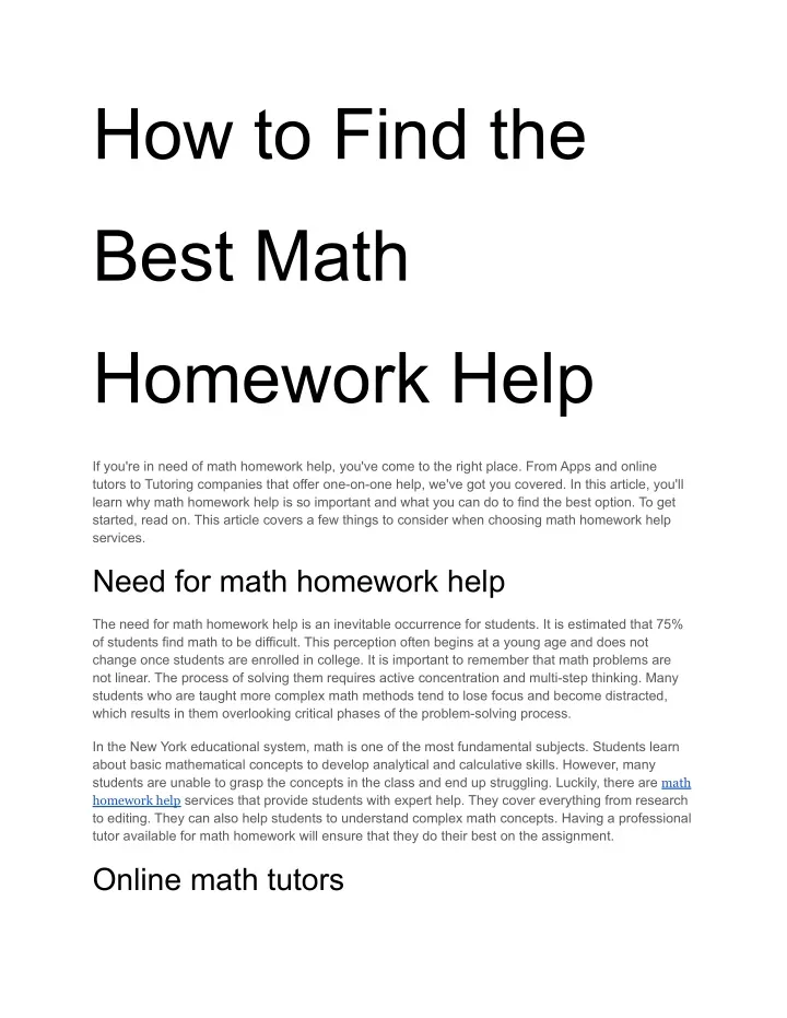 what is the best math homework