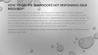 how to get the quickbooks not responding issue resolved