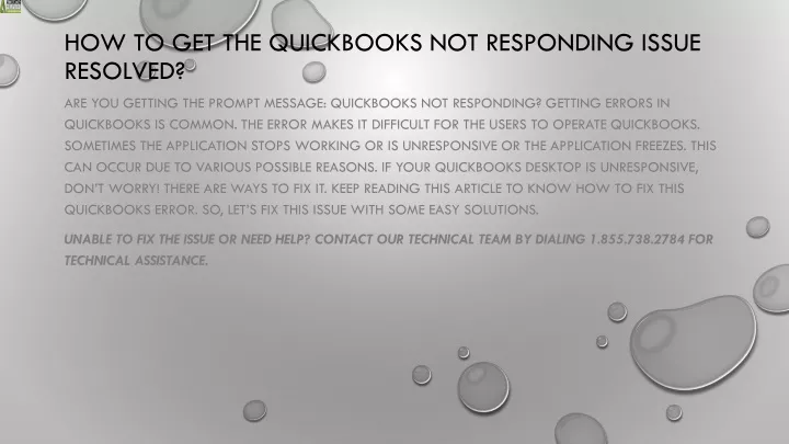 how to get the quickbooks not responding issue resolved