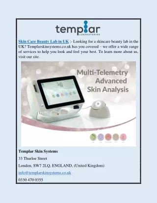 Skin Care Beauty Lab In Uk | Templarskinsystems.co.uk