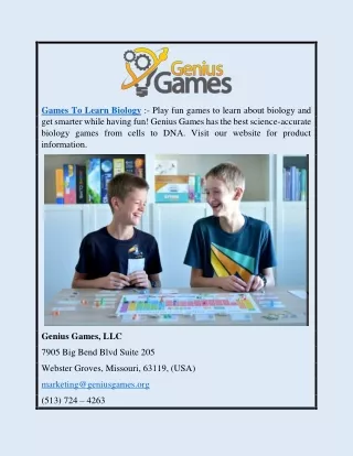 Games To Learn Biology | Geniusgames.org