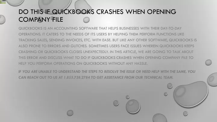 do this if quickbooks crashes when opening company file