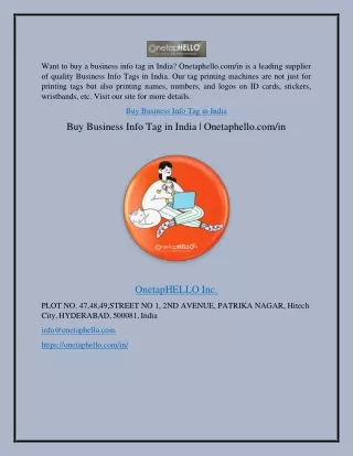 want to buy a business info tag in india