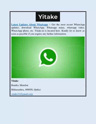 Latest Updates About Whatsapp | Yitake.in