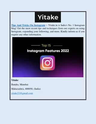 Tips and Tricks on Instagram | Yitake.in