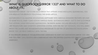 what is quickbooks error 1327 and what to do about it
