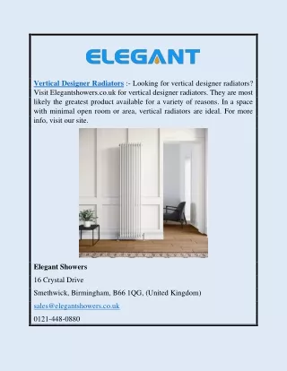 Vertical Designer Radiators | Elegantshowers.co.uk