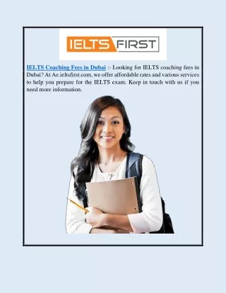 Ielts Coaching Fees In Dubai | Ae.ieltsfirst.com