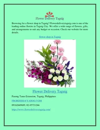 Flower Shop in Taguig  Flowerdeliverytaguig.com