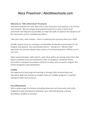 abcs preschool abclittleschools com