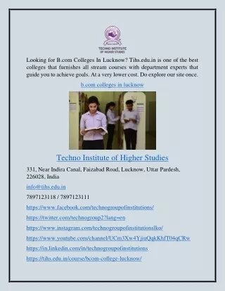 B.com Colleges In Lucknow Tihs.edu.in