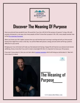Discover The Meaning Of Purpose