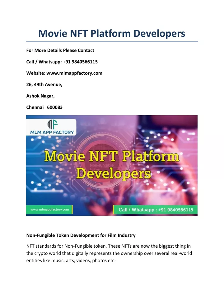 movie nft platform developers