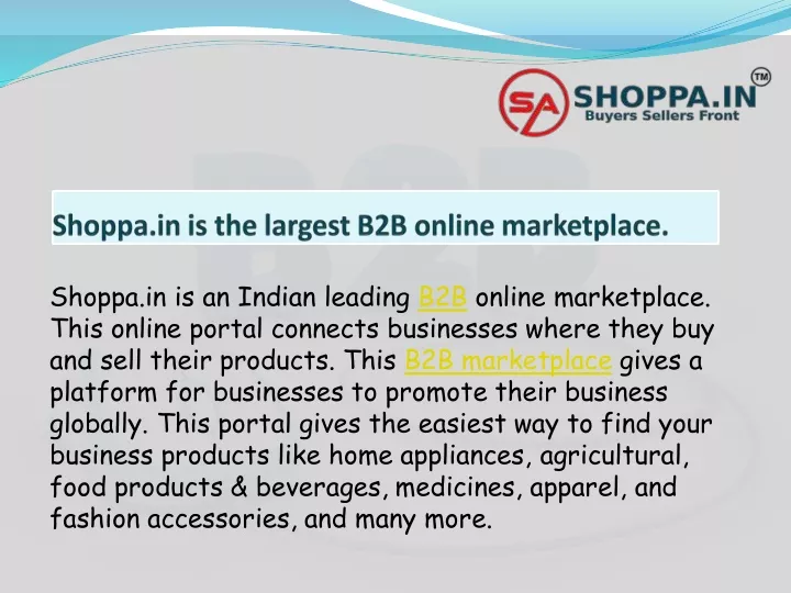 shoppa in is an indian leading b2b online