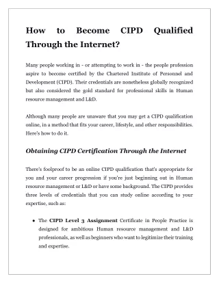 How to Become CIPD Qualified Through the Internet